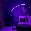 Lampadaire Led moderne en forme d'arc, design nordique, luminaire décoratif d'intérieur, avec télécommande, intensité variable, idéal pour un salon, une chambre à coucher, un bureau ou une étude