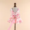 Vêtements pour chiens Vêtements floraux mignons Jupe Bow Princesse Robe Boucle Style Mariage Pet Puppy Robes Printemps Été Petit Frais Doux Mince