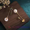 Kolczyki Dangle White Jade Donut Women Ear Studs Charms Naturalne akcesoria