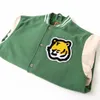 Jacket Humans--made woolen leather towel embroidered patch tiger head classic couple baseball uniform green