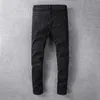 Мужские джинсы, мужские роскошные розовые банданы, лоскутные байкерские черные эластичные джинсовые рваные узкие брюки с дырками, большие размеры 40228n