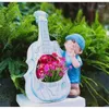 Garden Decorations Outdoor Rooftop Cute Flower Pot Decoration Creative Solar Lamp For Courtyard Layout