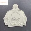 24ss gebroken staart haai alfabet schets patroon badstof katoen trekkoord losse veelzijdige casual heren- en damesmode zwaargewicht hoodie