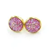 Stud Pendientes hipoalergénicos de acero inoxidable 30 Color 12 mm Druzy Resina Piedra Oro Sier Anillos de oreja para mujeres Joyería de lujo Regalo Drop de Dhnaj