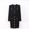 901 XL 2023 Milan Style Runway Dress Summer Dress V Neck Long Sleeve Black Brand samma stil Empire Womens Dress Fashion Mansha