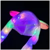 Chapeaux de fête LED Ligh Up Peluche Moving Rabbit Hat Funny Glowing et Ear Bunny Cap pour femmes filles Cosplay Noël vacances Drop Livraison Dhyjd