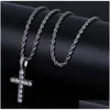 Hiphop Iced Rose Gold Ankh Ägyptischer Anhänger Diamant Kreuz Halskette für Männer Frauen Schmuck mit 24 Zoll Seilkette Drop Lieferung