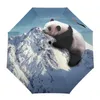 Guarda-chuvas Snow Mountain Panda Windproof Viagem Dobrável Guarda-chuva para Feminino Masculino Oito Osso Automático Impresso Parasol