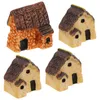 Dekoracje ogrodowe 4PCS Miniaturowe kamienne domy świąteczne wsi akcesoria