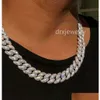 Mens 12Mm Miami Cuban Bubble Link Chain Necklace Bracelets Ice Out 14K Gold Diamond Cubic Zirconia Fill Real Icy Choker 7-22Inch Drop Delive