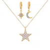 Necklace Earrings Set Fashion Gold Zirconia Sun Jewelry For Women Vintage Star Moon Statement Trendy Female Collar 2023 Gift