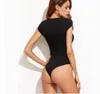 Women's Jumpsuits Rompers Ladies Thread cotton Sleeves Stretch V Neck Bodysuit Leotard Top T Shirt 230914