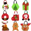 Feel Christmas Goody Torba Yeniden Kullanılabilir Tote Şeker Çantaları Kulplarla Noel Hediye Çantaları Kızlar Kadın Tatil Parti Malzemeleri