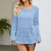 Swetery kobiet 2023 Fall Casual Crochet Sweter Bluza z długim rękawem Pullovers Kobiety męskie wysokie i