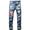 Mode Mannen Gescheurde Slim Fit Jeans Vernietigd Skinny Straight Tapered Leg Washed Design Heren Verzwakte Motocycle Denim Broek Hip Hop St2522