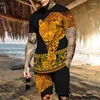 Tute da uomo Oversize Animal Leopard Print T-shirt stampata in 3D Pantaloncini da jogging Set da 2 pezzi di set a maniche corte alla moda e