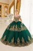 Bury Ball Jurk Lace Quinceanera -jurken kralen Appliqued Prom -jurken van de schouderhals lovertjes Tule Sweet 15 Corset Masquerade Jurk 415