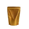 50pcs lot 15x22cm Reusable Embossed Gold Stand Up Aluminum Foil Bag Doypack Mylar Food Snack Tea Packaging Zip lock Bag with Plast243C