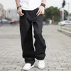 Tam siyah hip hop kot pantolon rap kot pantolonlar için gevşek pantolonlar erkekler şişman büyük pantolon hiphop uzun pantolon büyük235w