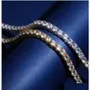 M 5mm 1列Cubic Zirconia Real Solid 925 Sterling Sire Tennis Chain Choker Necklace 18-22 Men Lemens Hiphop Jewelry Drop Delivery