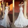 2023 Современные свадебные платья русалки с 3D-аппликацией и кружевом с прозрачным вырезом и длинными рукавами, свадебные платья с иллюзией, свадебное платье robe de mariee GB284G