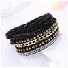 テニス韓国の女性クリスタルラップリストバンドMtilayer Veet Leather Diamond Bracelets Bangle Band Cuff for Girl Fashion Jewelry Gift Drop DH5BK