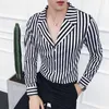 Męskie koszule Red Striped Sukienka męska męska Fit Fit Koreańska moda Erkek Gomlek Social Bluzka Vintage Vestido Xadrez Club285y