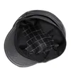 Baretten Unisex Zuid-Koreaanse stijl echt leer voorzien van platte militaire hoed voor man vrouw persoonlijkheid locomotief punk zwarte baseball caps 230915