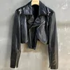 YOLOAgain – veste de motard en cuir véritable pour femme, courte, Vintage, automne 2023