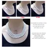 Pendanthalsband Verkligt naturligt sötvatten nära Round Pearl Necklace Women Classic White 925 Silver Pearl Necklace Anniversary Gift 230915