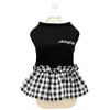 Dog Apparel Pet Plaid Dress For Dogs Small Clothes Wedding Princess Spring Summer Soft Sweet Black White Skirt