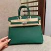 Platinum Designer Handbag Pure Handmade Bag Togo Leather Sewn Wax Thread Women's 25/30 First Layer Litchi Calf