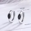 Hoop Earrings Horse Eye Shape Zirconia Single Diamond Simple Small Geometric Black Ear Jewelry Wholesale