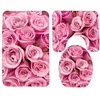 3pcs Set Pink Roses Pattern Bath Anti Slip Shower and Toilet Mat Bathroom Products 201211212b