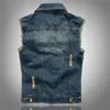 DIMUSI Zomer Gescheurde Heren Denim Vest Mannelijke Tank Top Gewassen jeans vest Man Cowboy Merk Hip Hop Mouwloze Jas 6XL YA564 230914