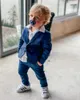 Men's Suits Blazer Sets For Little Boys Blue Linen Two Button Custome Kids Suit Tuxedo 2 Pieces Children'S Ceremony Costume (Jacket Pants)