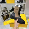 Designer kvinnor fendie stövlar hög kvalitet för äkta läder fårskinn silhuett ankel rand sträcka höga klackar sneakers kvinnor skor slip-on motorcykel stövlar