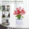 Dekorativa blommor falska livtro små bonsai faux potten ornament bär konstgjorda växter plast