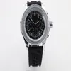 高品質1884日付自動機械式男性ウォッチラバーブラックダイヤル腕時計メンズウォッチ6ピンマルチファンクション2461