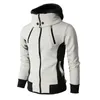 Blixtlås män jackor höst vinter casual fleece rockar bomber jacka halsduk krage mode huva manlig outwear smal fit hoody