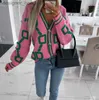 Pulls pour femmes Pull de mode de concepteur pour femmes vert rayé rose tricot bouton dame cardigans pulls vneck lâche décontracté printemps automne 2022 manteau tricoté vêtements