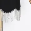 2 조각 Dres의 섹시한 검은 다이아몬드 술 미니 붕대 드레스 유명인 디자이너 파티 세트 의상 로브 퇴근자 230914