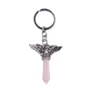 Porte-clés En Gros Vintage Skl Ailes Pendentif Porte-clés Colonne Hexagonale Naturel Guérison Cristal Pierre Précieuse Bague Drop Livraison J Dhgarden Dhswf