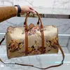 Duffle påse rese väska vintage bagage designer väskor kvinnor handväskor högkvalitativa damer mode stor kapacitet blomma laggar