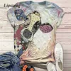 Elegante Animal Print Frauen 3D Bluse Shirts Sommer Kurzarm Harajuku Top Blusa Weibliche Casual O Hals Streetwear Blusen T2007201908