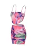 Tweedelige jurk Y2k zomeroutfit 2 stuks spaghettibandje, mouwloos rugloos tanktopje en gewikkelde hippe minirokset EGirl-kleding 230914