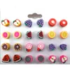 Boucles d'oreilles mignonnes en forme de Fruit pour filles, Lot mixte de boucles d'oreilles en argile polymère, 100 paires, Whole2277