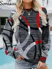 Sweats à capuche pour femmes Sweats à capuche sans capuchon pour femmes Casual Mignon 3D Imprimer Geo Print Sweatshirt Vêtements Automne Hiver Y2k Harajuku Loose Femme Pull 230914