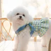 Vêtements pour chiens printemps été robe avec laisse vêtements pour animaux de compagnie pour petits chiens chats gilet à carreaux princesse harnais et jupe de corde de traction