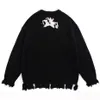 Men's Sweaters Tassel Letter Star Pullover Sweater Distressed Ripped Y2K Streetwear Sweater Knitted Jumper Harajuku Oversized Hip Hop Sweater 230914